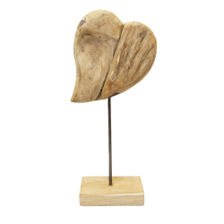 Serce z drewna tekowego na podstawie 45cm